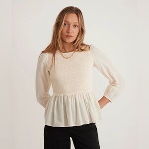 Marine Layer Gabrielle Smock Cream Top (stitch fix) Size XL NWT